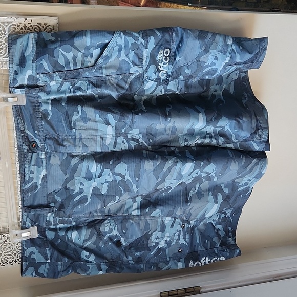 AFTCO Blue Camo Tactical Fishing Shorts Size  42 - Picture 2 of 11